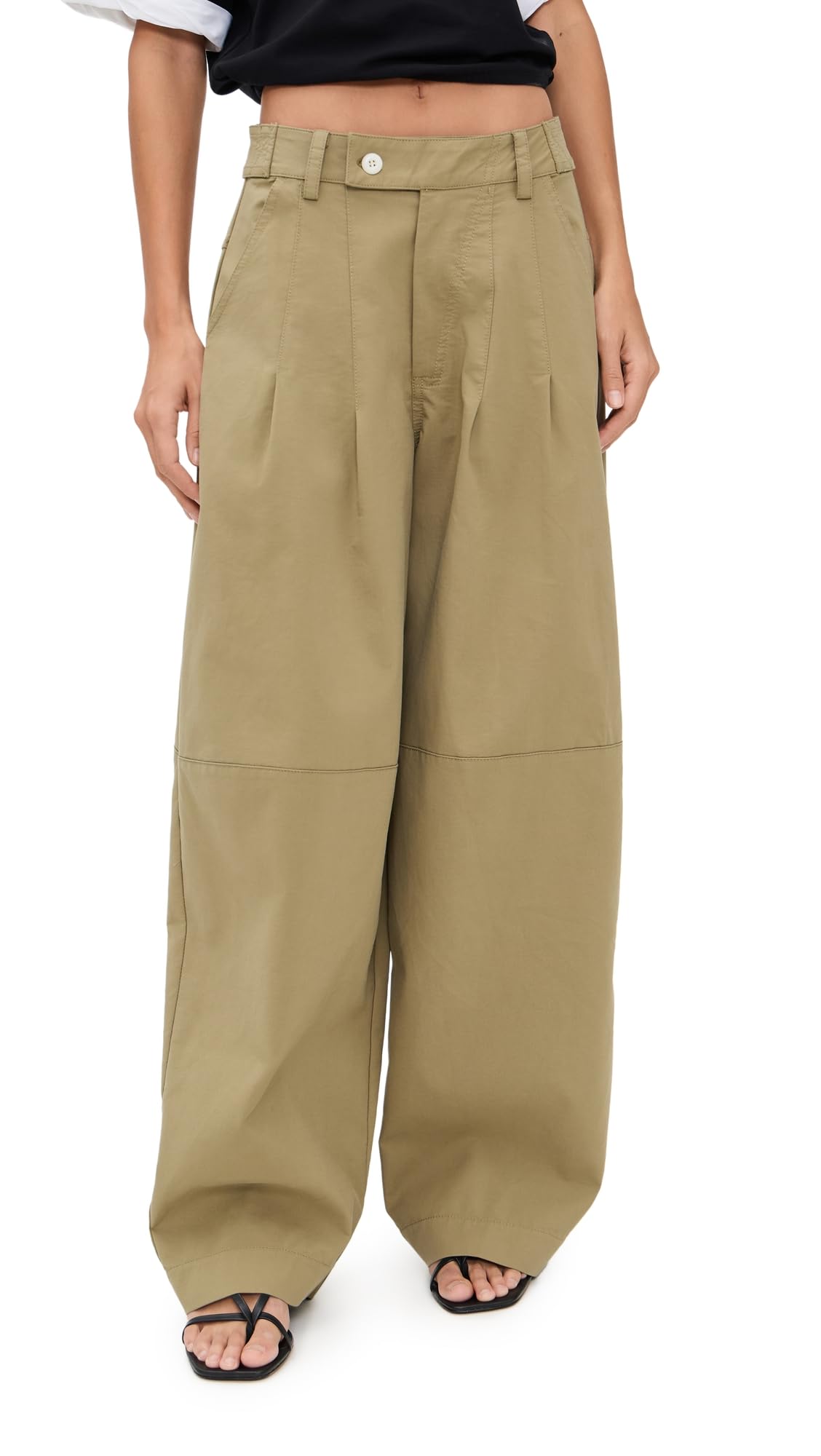 Pixie Market Womens Baggy Khaki Button Pants
