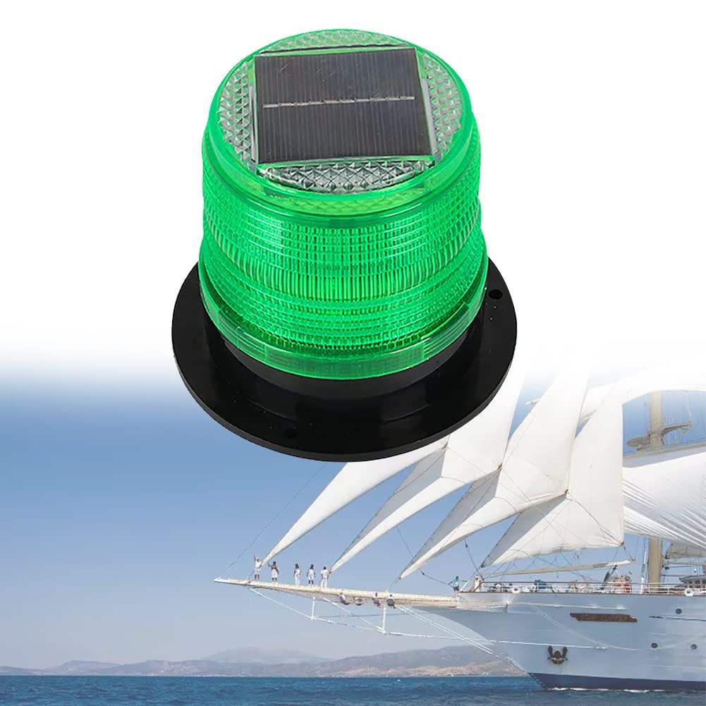 LED Anchor Light of Marine Boat Yacht Navigation with Solar Charging, PC Material, Waterproof and Dustproof for Boat Lights Bow and Stern (Color : Green)