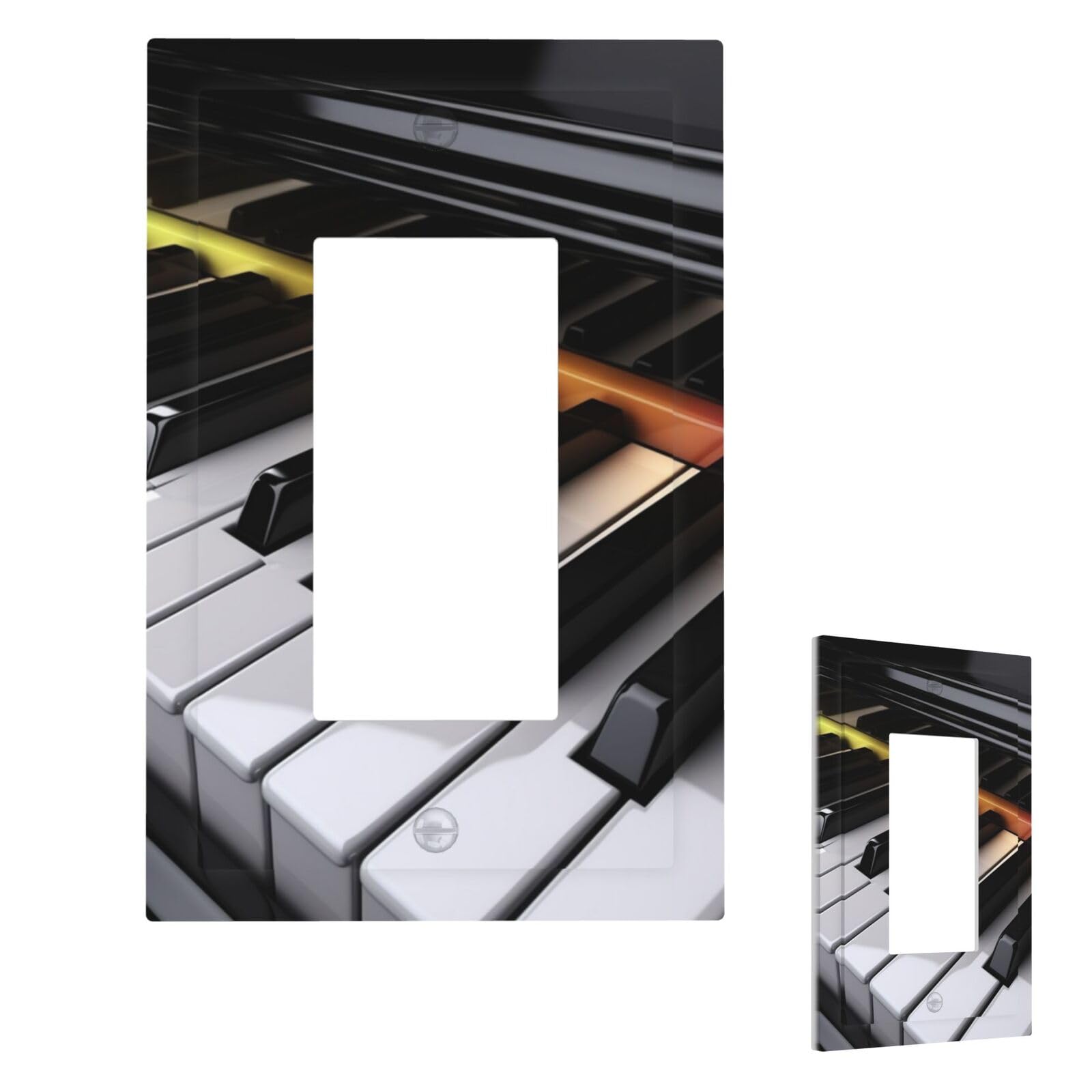 Piano Key Wall Plate Cover Modern Decorative 1 Gang Light Switch Cover Unbreakable Receptacle Outlet Covers For Living Room Bedroom Home Decor 1 Gang