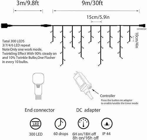 Miniatura 8 de Luces LED estilo carámbano, luces de carámbano con luces estroboscópicas parpadeantes, luces de carámbano brillantes para interiores y exteriores,