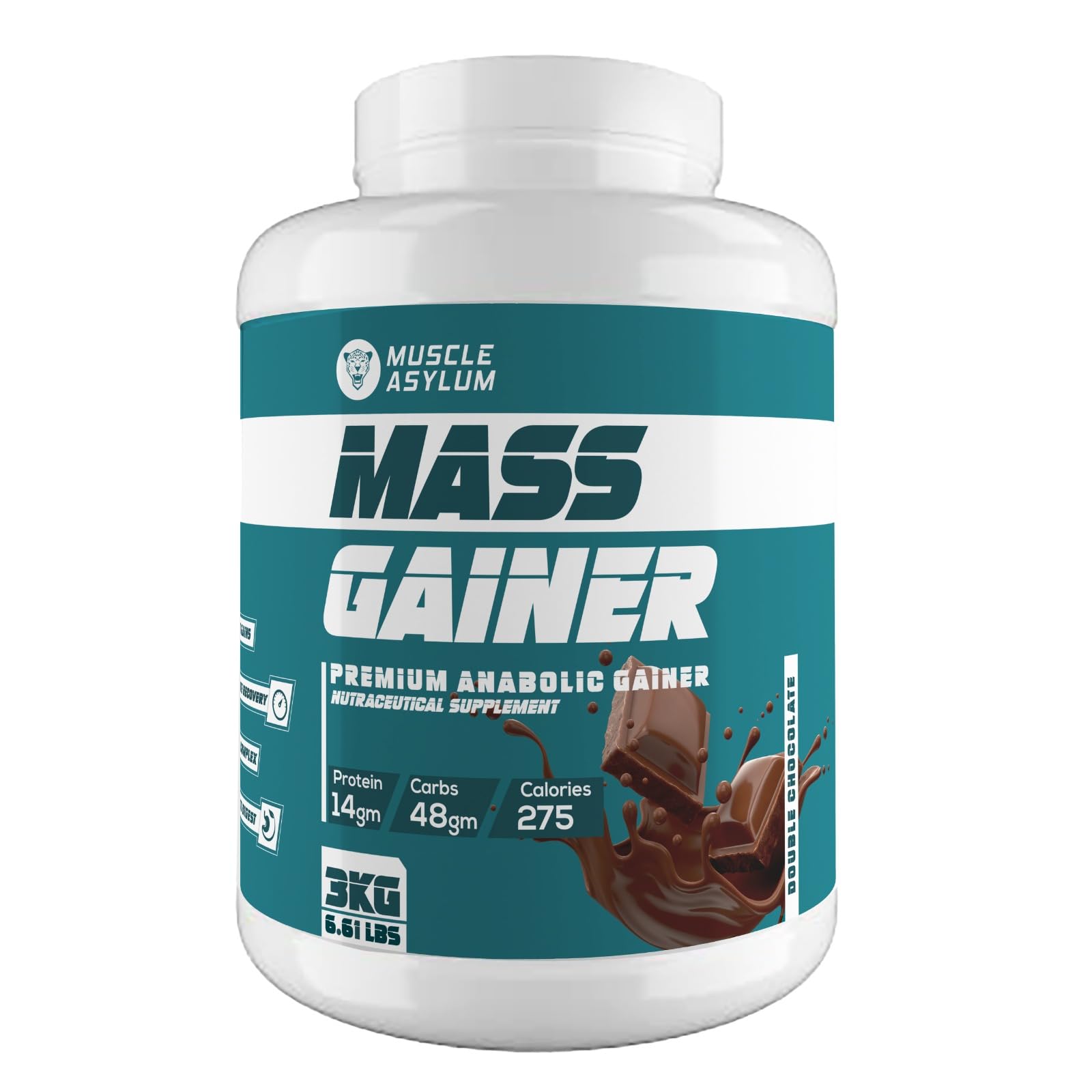 Muscle Asylum- Muscle Mass Anabolic Gainer- 14g Protein, 48g carbs, 275g Calories High Calorie Mass Gainer/Weight Gainer Powder Double Chocolate (6.6lb 42Servings) (B0BPSV1QZK) Amazon Price History, Amazon Price Tracker