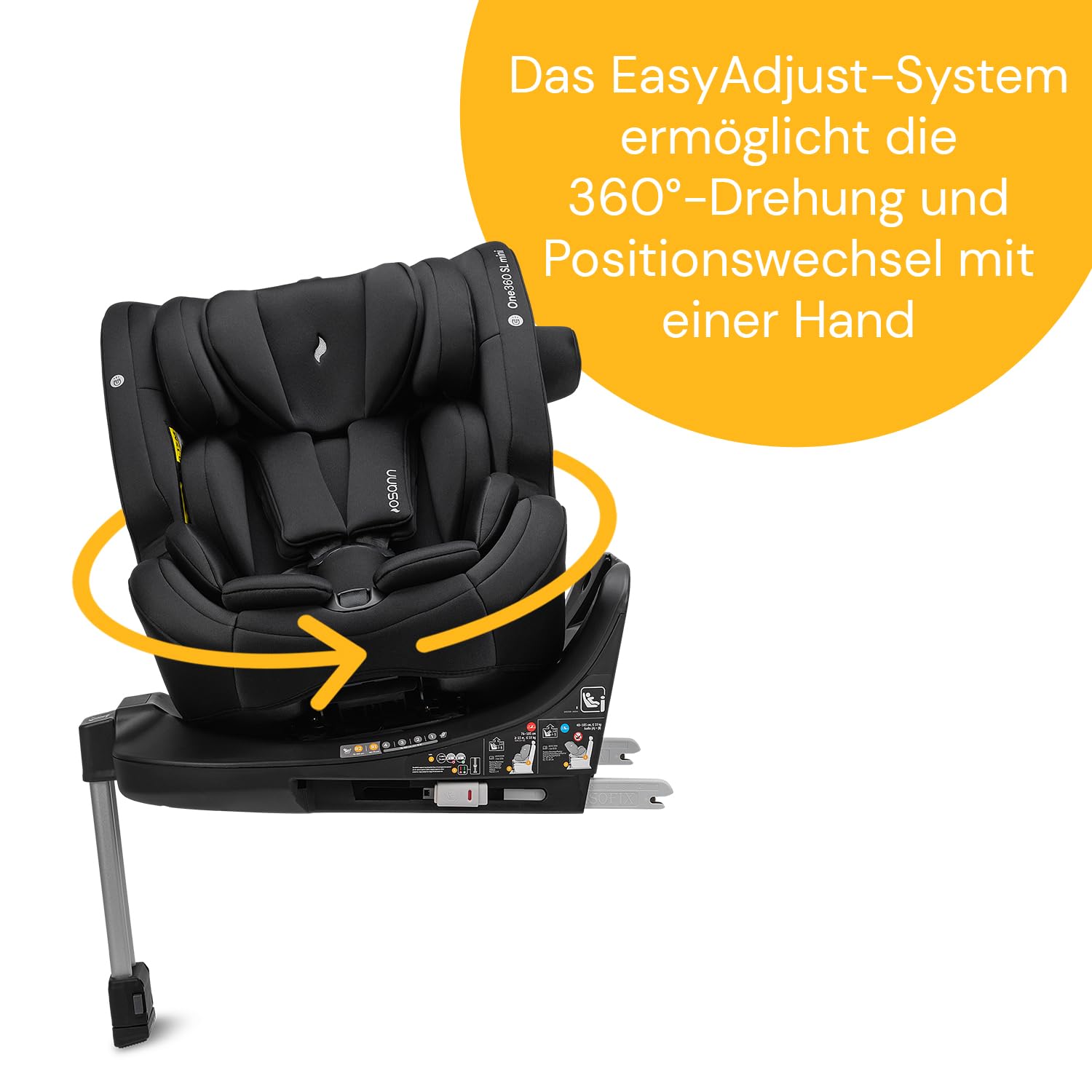 Osann One360 SL mini Kindersitz, 360 Grad drehbar, 40-105 cm | Reboard bis 4 Jahre, Isofix & Standfuß, Seitenaufprallschutz, EasyAdjustSystem, verstellbare Kopfstütze