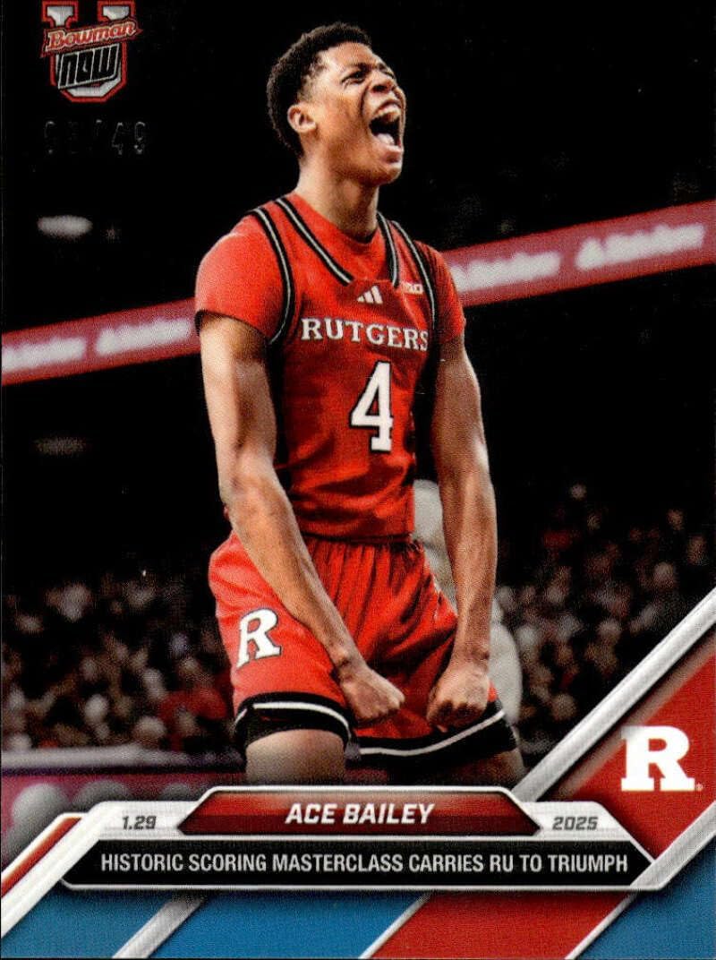 ACE BAILEY RC SP 2024 Bow man NOW Blue 5/49 Pre-ROOKIE #54 Rutgers NM-MT Basketball Historic Scoring