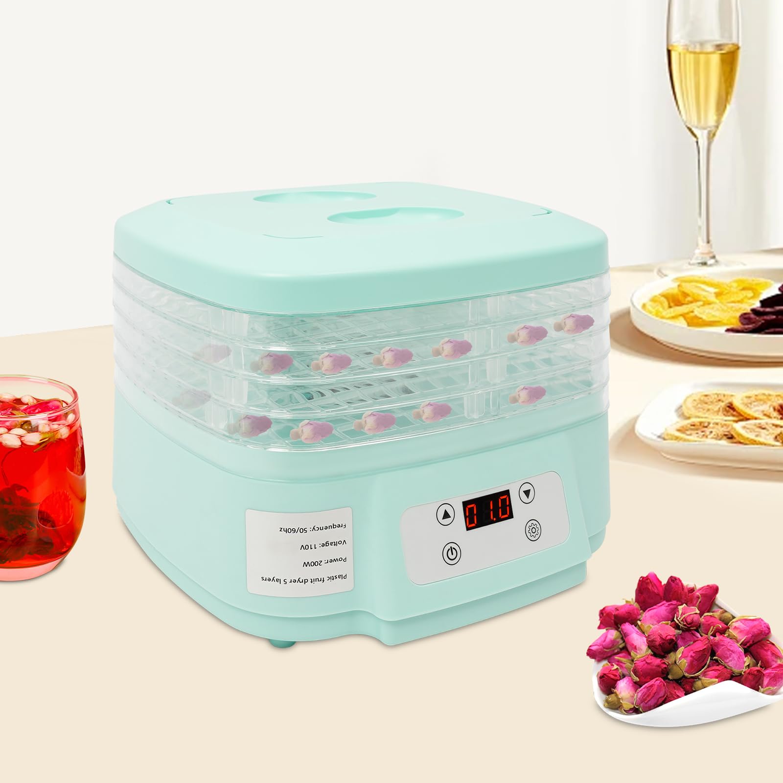 5 Tiers Food Dehydrator Machine, 110V Freeze Dryer Machine with Adjustable Timer & Temperature, Large Capacity Fruit Dehydrator Machine for For Beef, Fruits, Meat, Vegetables