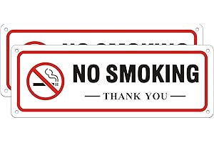 No Smoking Signs for Business Outdoor, 2 Pack Reflective Metal Signs for Home and Office