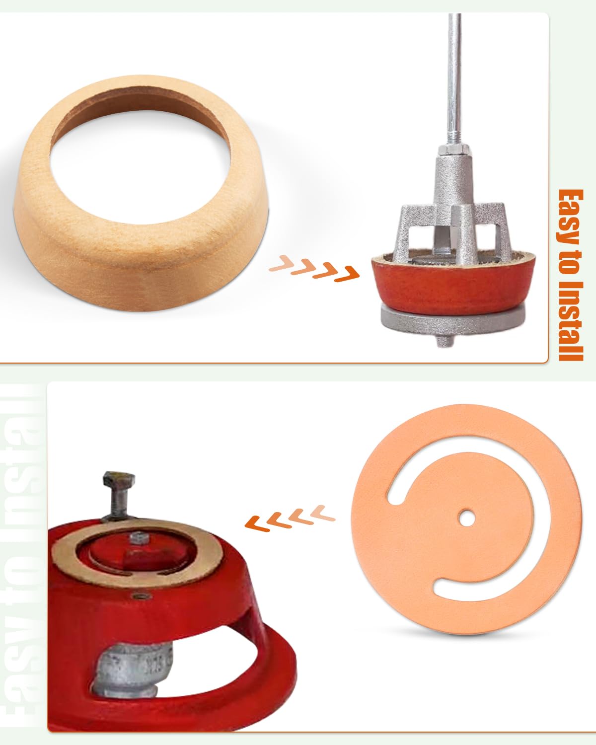 Kit De Reparación Para Bomba De Agua Manual Nº2 - Incluye Copas De Cuero Y Válvula Inferior | Para Pozos Y Jardines
