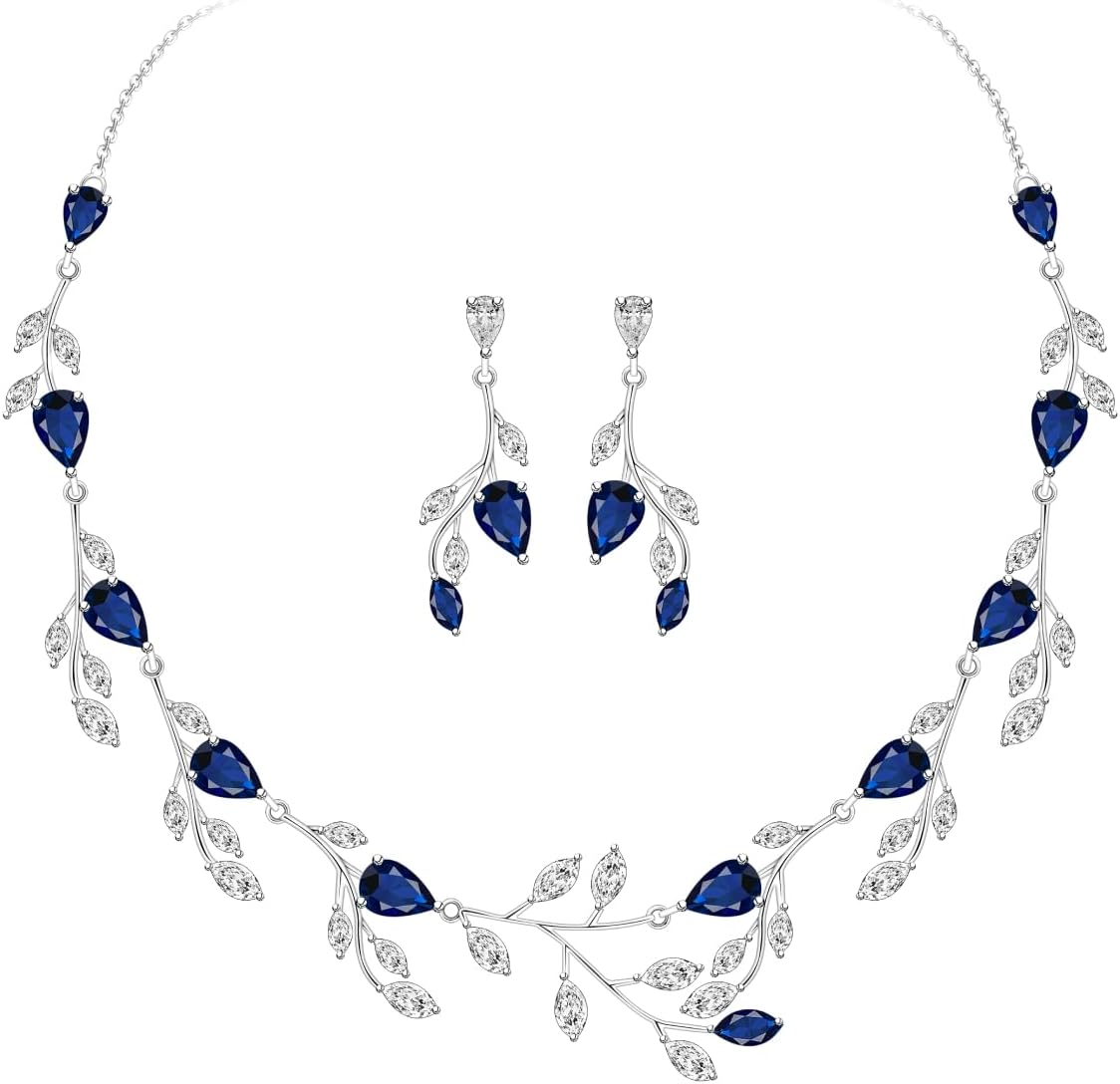 LMXXVJ Wedding Jewelry Set for Women,Teardrop Cubic Zirconia Necklace Earrings Adjustable Ring Bracelet Jewelry Set Formal Jewelry Gift