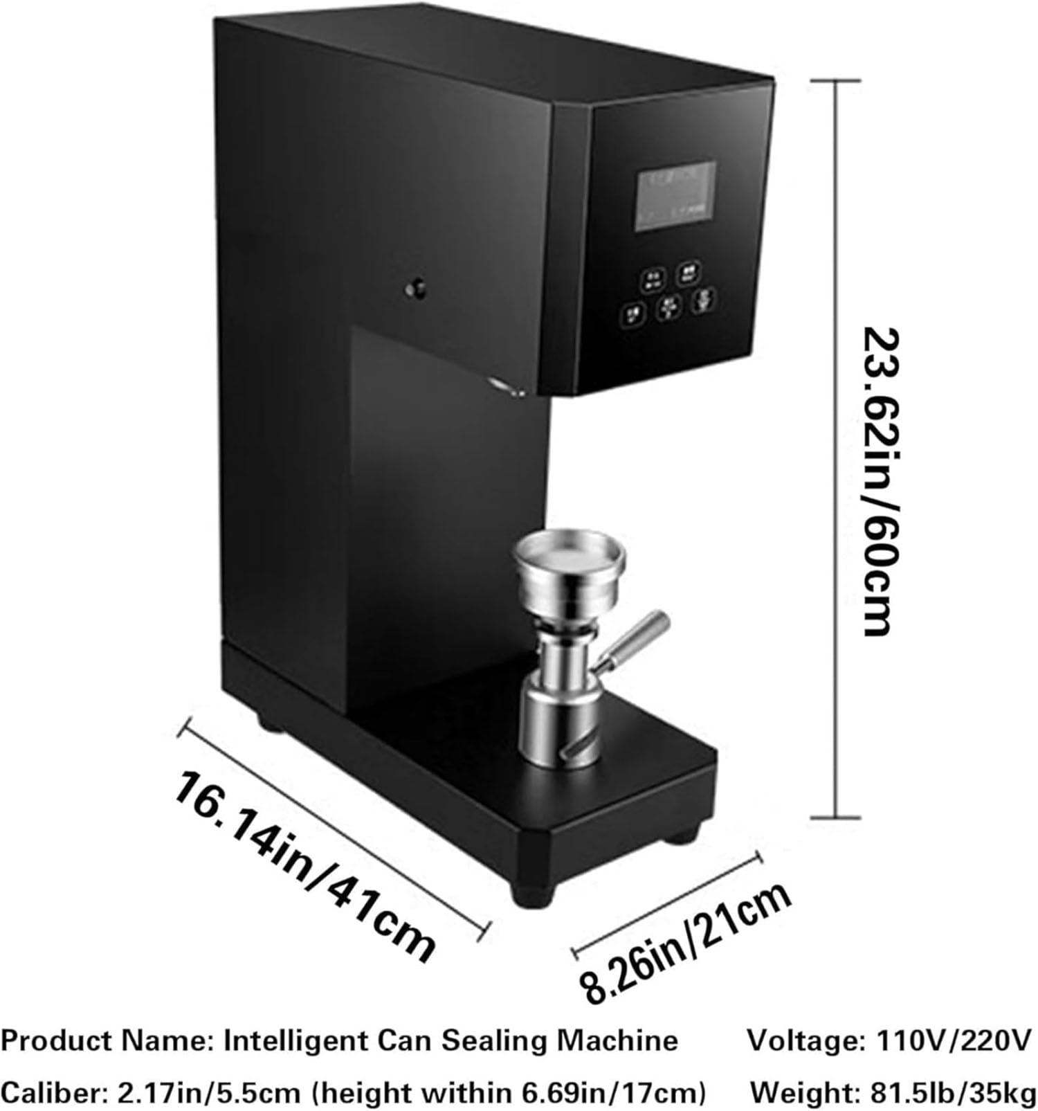Macchina sigillatrice intelligente per lattine, sigillatrice commerciale automatica con display LCD per negozi di tè al latte, caffè e dessert, calibro 5,5 cm, attrezzatura portatile per inscatolame