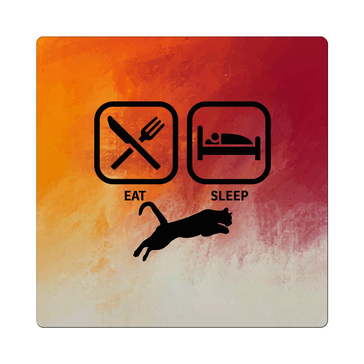 MakoroniEAT SLEEP COUGARS 4"x4" Ceramic Drink Coaster Trive w/Cork Backing, DesE35