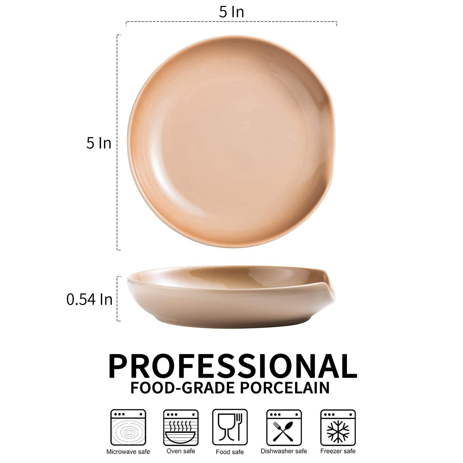 HOMBENE Porselein lepelhouder voor aanrecht, 5,5 inch lepelhouder voor fornuis, spatelhouder, koffielepelhouder houder houder houder voor keukengerei, set van 4, wit