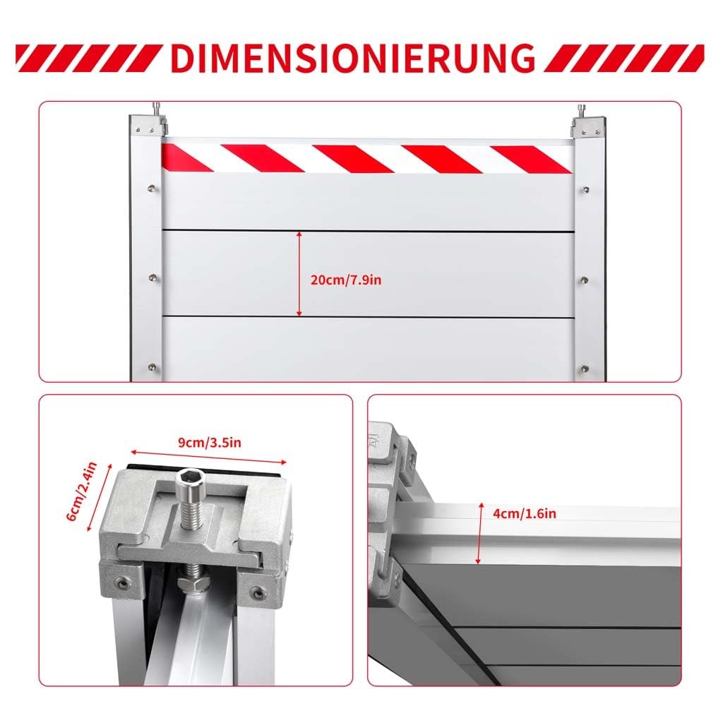 Barreras Universales Modulares Aluminio Reutilizable Presas Temporales Deflectores para Entradas(W,100 * 20cm)
