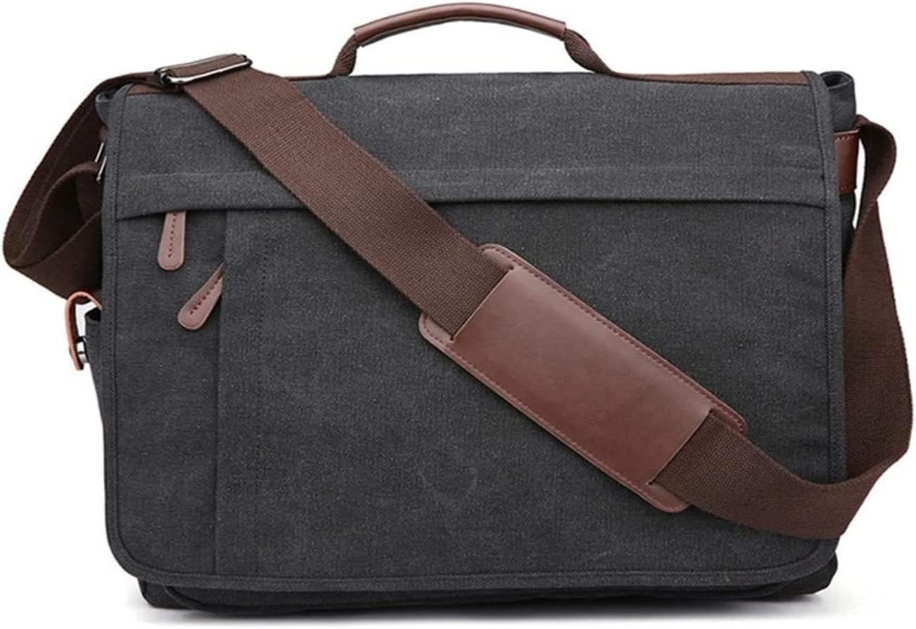 Vintage Water Resistant Waxed Canvas Satchel Laptop Briefcase Shoulder Bag with Padded Crossbody bag