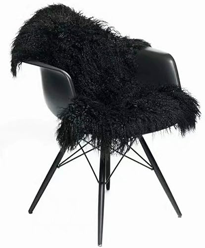 Miniatura 1 de Alfombra tibetana genuina, piel de oveja de cordero mongol, funda para silla con decoración gruesa súper esponjosa para dormitorio, sala de estar,