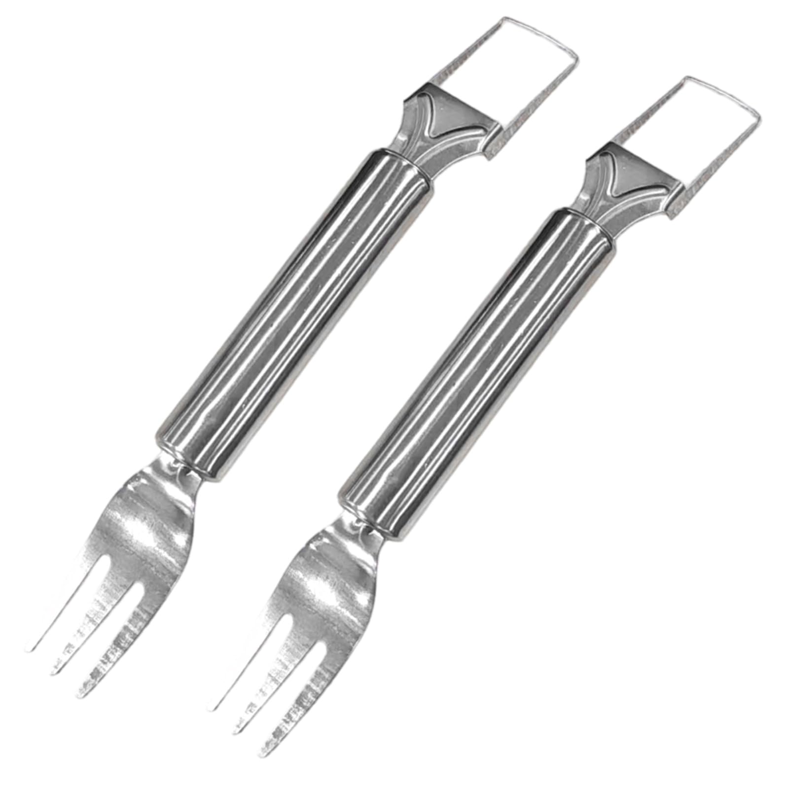 Xinsheinelry Stainless Steel Kitchen Fruit Cutting Fork 2 in 1 Watermelon Fork Cutter Fruit Slicers for Perfectly Cut Melons Cube Watermelon Cutter Stainless Steel Cutting Tool