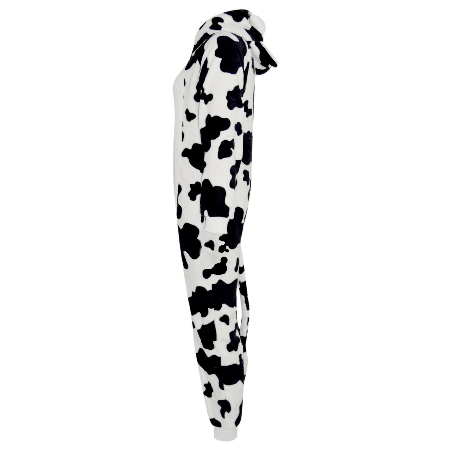A2Z 4 Kinder Mädchen Jungen Kuh Kostüm Tier Gesicht Overall Weich Plüsch Fleece Spielanzug Kapuzen Schlafanzug Einteiler Cosplay Anzug Alles in Einem Weihnachten Pyjama Für Kind Alter 3-14 Jahre