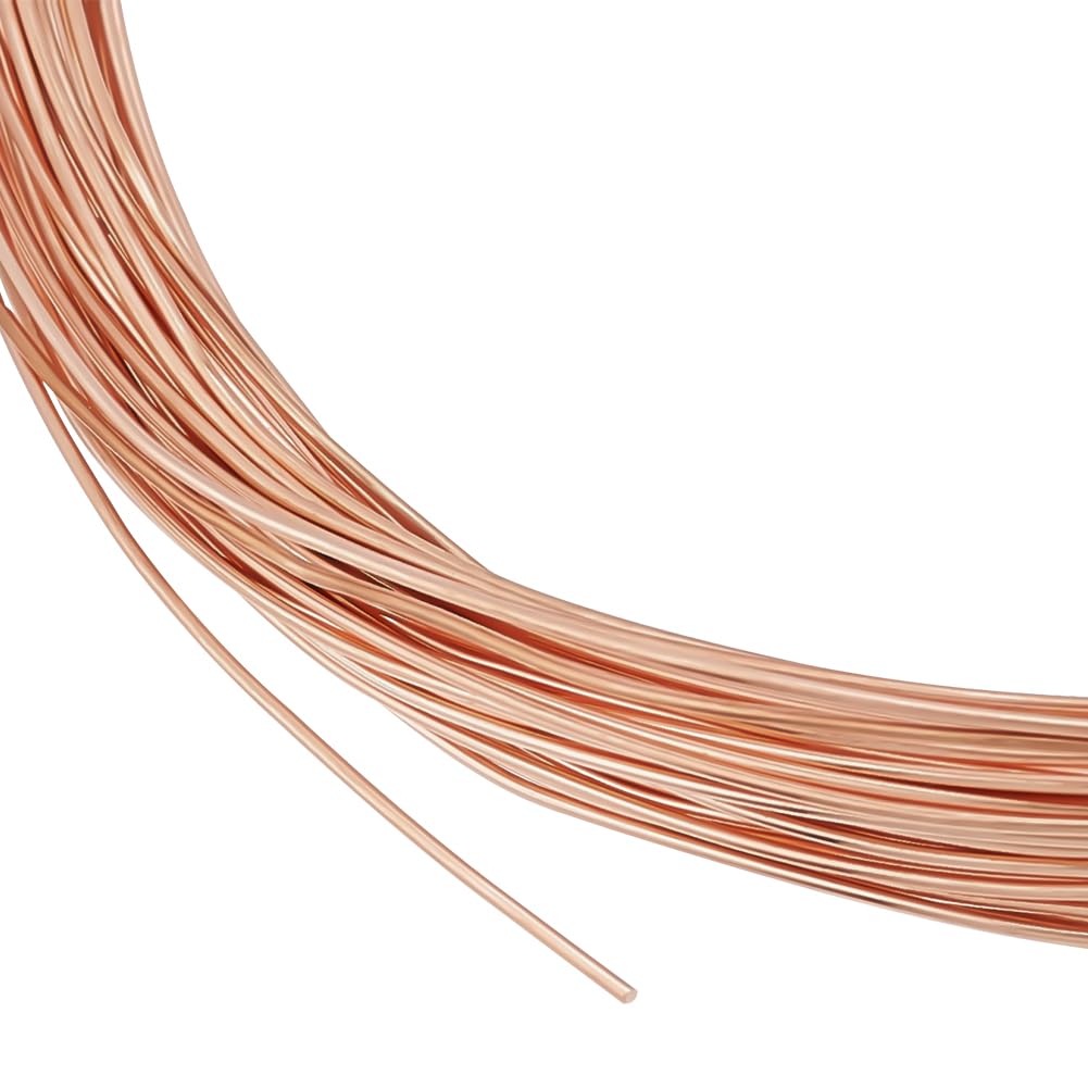 BENECREAT 49.2 Feet 23 Gauge(0.6mm) Solid Bare Copper Wire Round Copper Wire Jewelry Beading Wire for Ring Earrings Jewelry Making DIY Craft Supplier