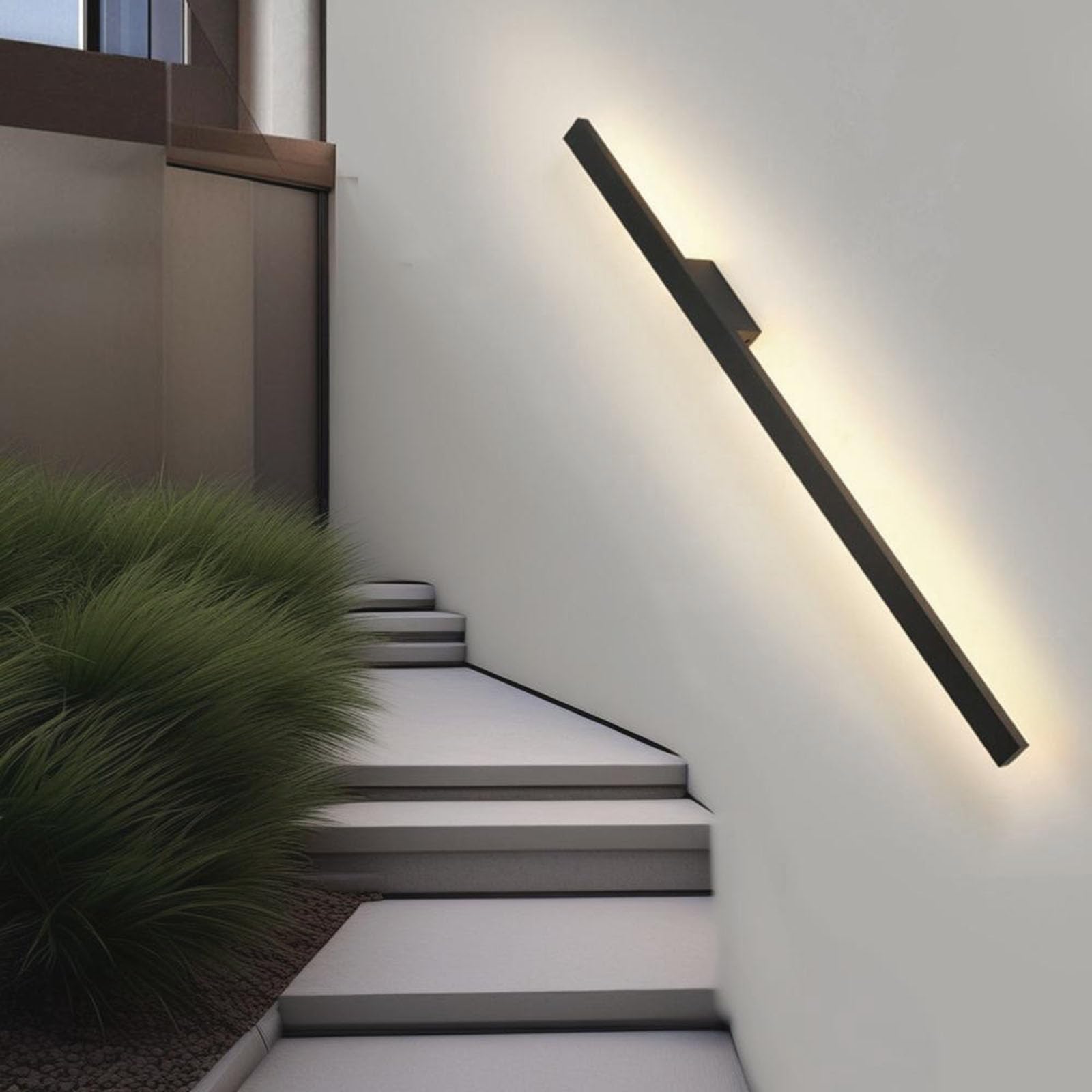HELCEKOU Modern LED Wall Sconce - 40cm Waterproof Black Strip Light for Indoor/Outdoor Use IP65 Aluminum Luminaire Courtyard & Garden Neutral Design