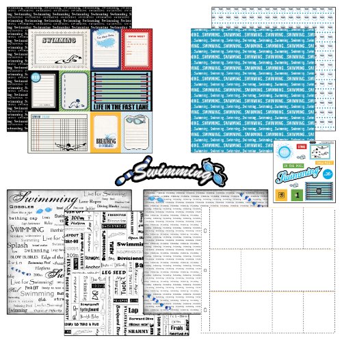 Scrapbook Customs 17546 Themed Paper and Stickers Scrapbook Kit, Swimming Journal