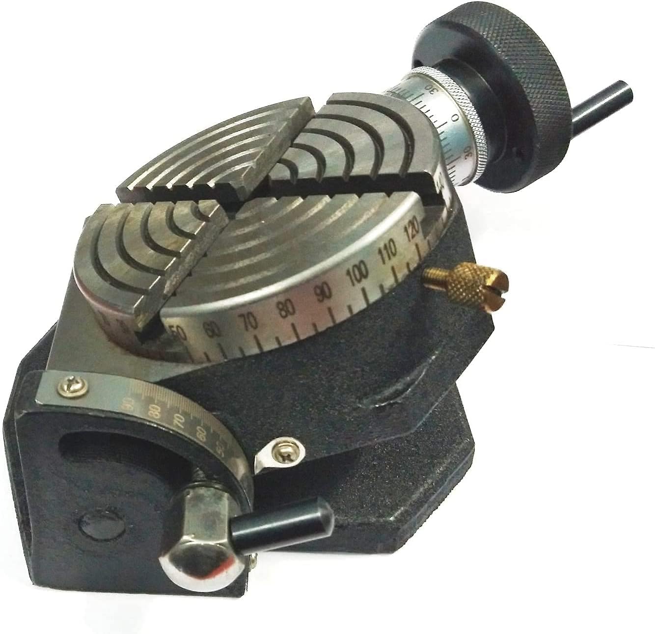 Buyohlic 4-Inch (100mm) Rotary Milling Table - Horizontal & Vertical Use, 4 Slots, 1:36 Worm Gear