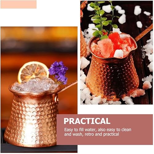 Miniatura 9 de Luxshiny Cafetera turca de cobre Cezve turco griego árabe, cafetera calentadora de mantequilla, calentador de leche, calentador de chocolate para