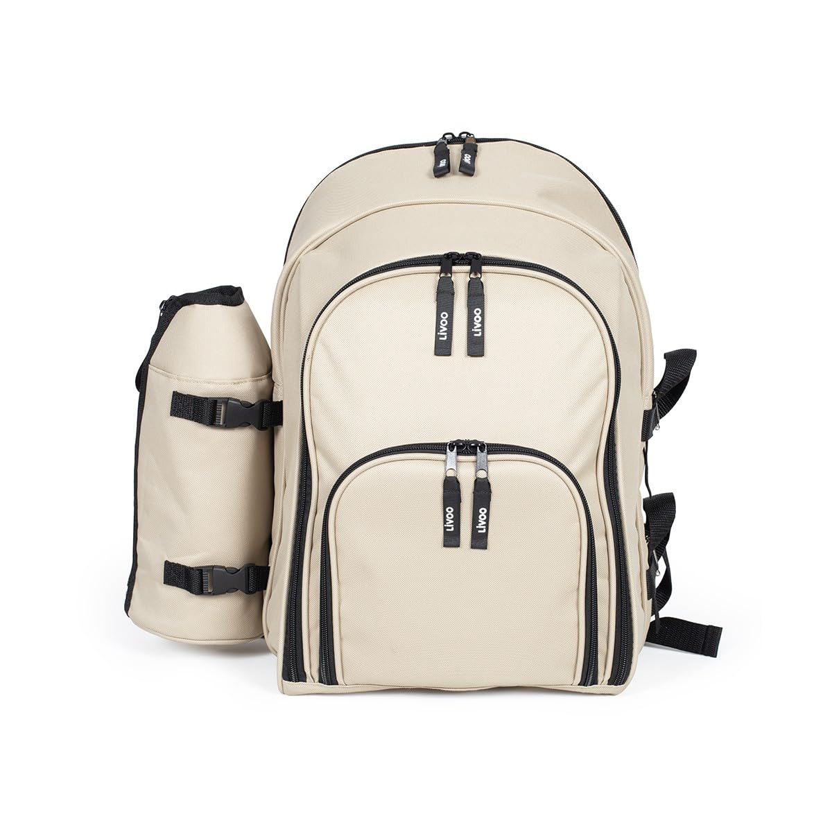 Livoo Picknick-Rucksack für 4 Personen SE970C – 11 l, 600D, 30 Zubehörteile, Creme, Cremefarben, Großartig