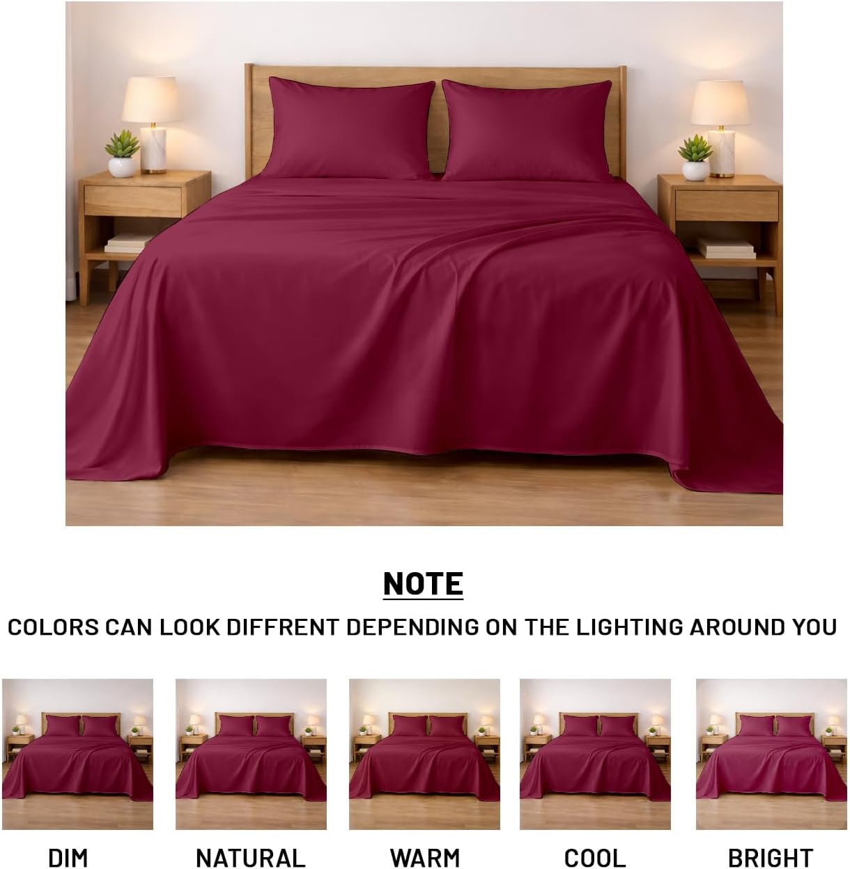 Dee's Collection 800 Thread Count Egyptian Cotton Sheets Twin Size – Luxury Soft & Cooling Bed 4 Piece Sheet Set, 15" Deep Pocket, Breathable, Durable Hotel Quality - Burgundy