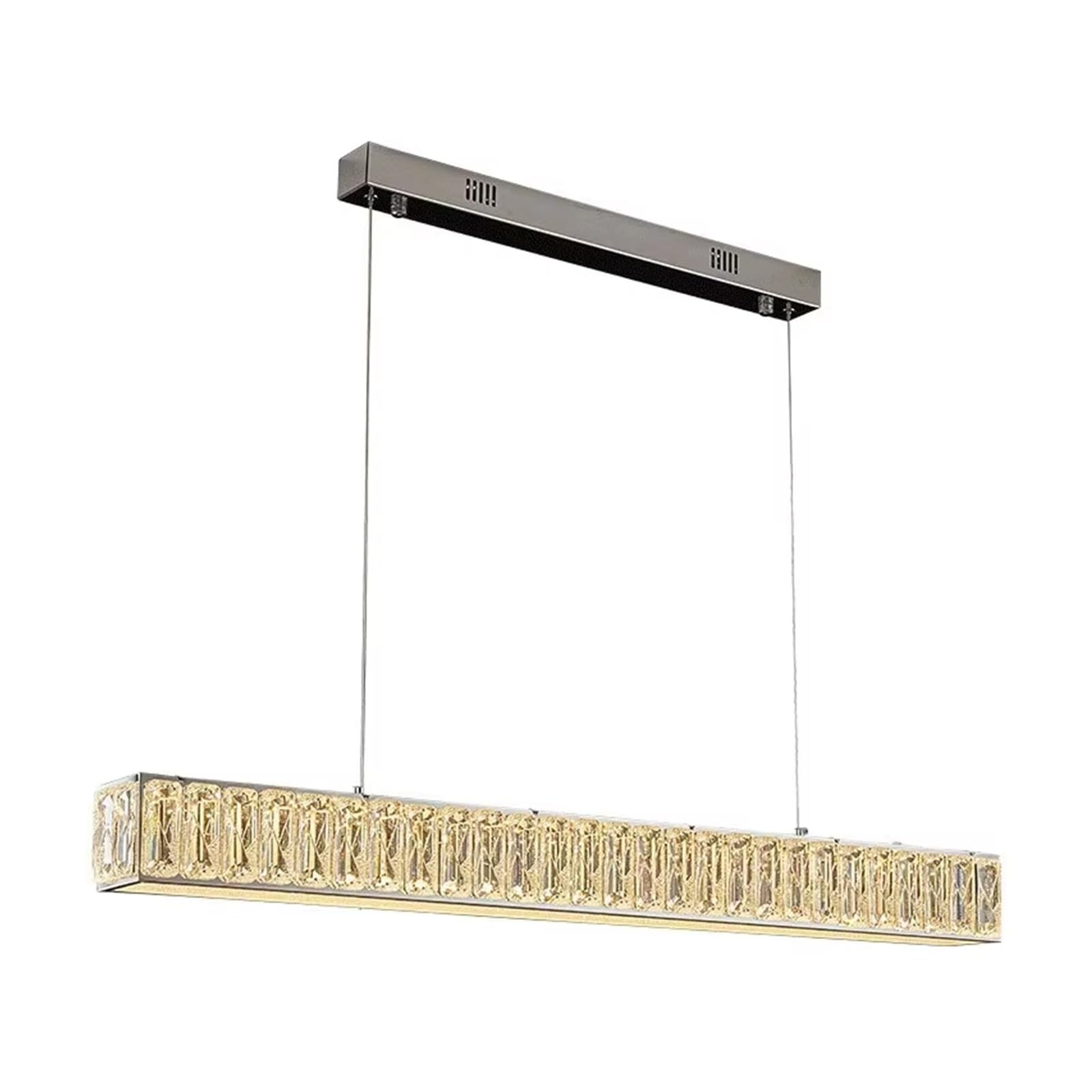 ASerZenith Modern Luxury K9 Crystal Chandelier Lighting Creative Long Strip Hanging Lamp Led Restaurant Kitchen Island Indoor Lighting,Cold White-150Cm