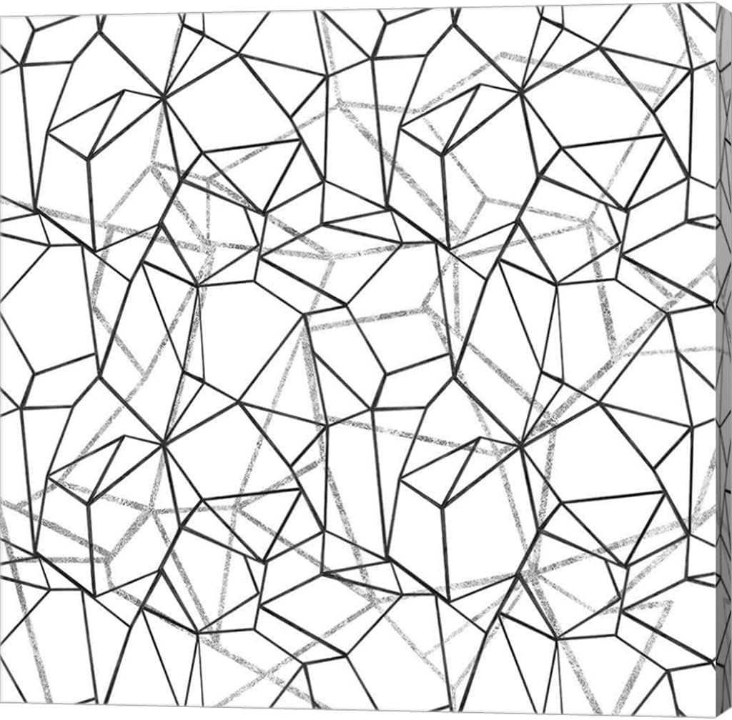 Across Geometrics Silver Crop by Wild Apple Portfolio Canvas Art Wall Picture, Gallery Wrapped, 12 x 12 inches