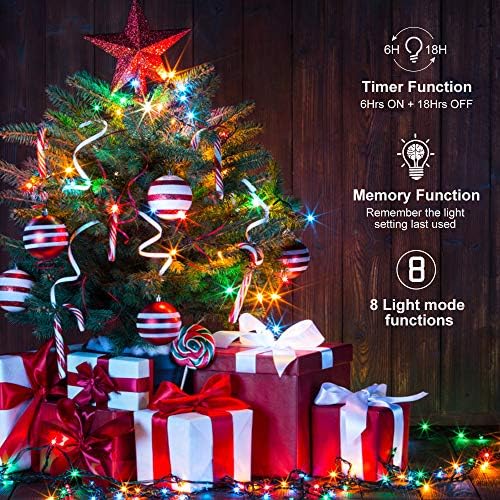 GlobaLink Christmas Fairy Lights Battery Powered, 40M/131FT 300LEDs Outdoor Christmas Lights, Waterproof Led String Lights with Timer & 8 Modes for Indoor Garden Wedding Party Decorations - Multicolor