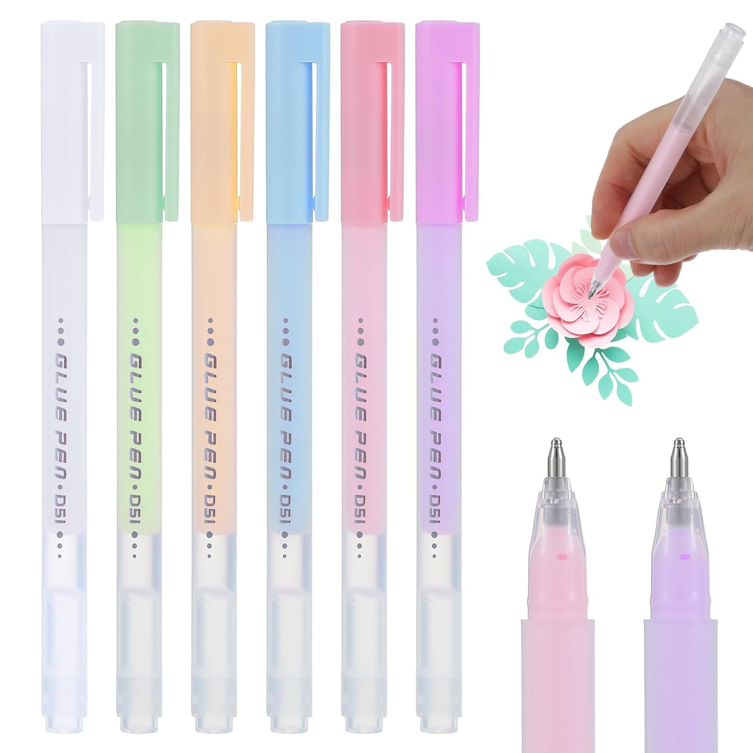 Glue Pens for Crafting, Multi-Color Glue Stick Pen, Crackles Mess Free Liquid Glue Pens Quick Dry for Scrapbook School Project Art & Card Making Drawing Papercrafts-image-6