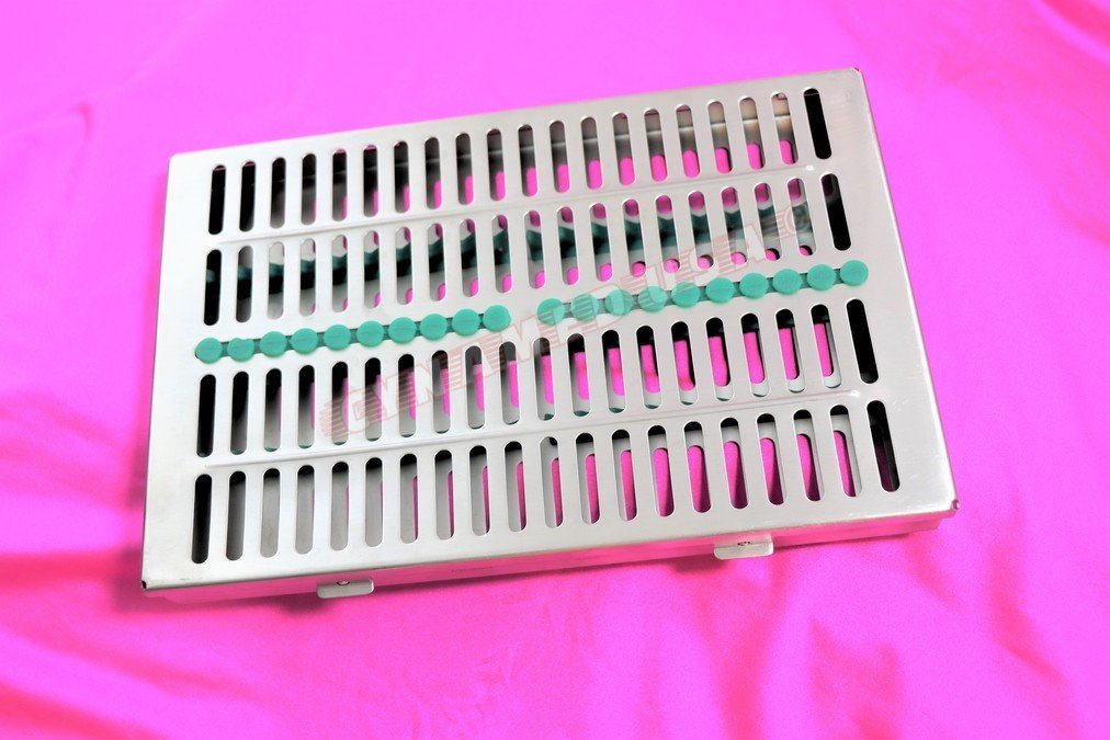 German Premium Dental Sterilization Cassette Autoclave Tray Rack Box 20 Instruments Blue
