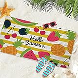 Mikrofaser Strandtuch - Cartoon Tropischen Obst Muster Badetuch - Cartoon Schnell Trockene Strand Tuch - Schnell Trocken Weiche Seleichte Rechteck Reisetuch - Perfekt Für Camping Travel Beach Schwim