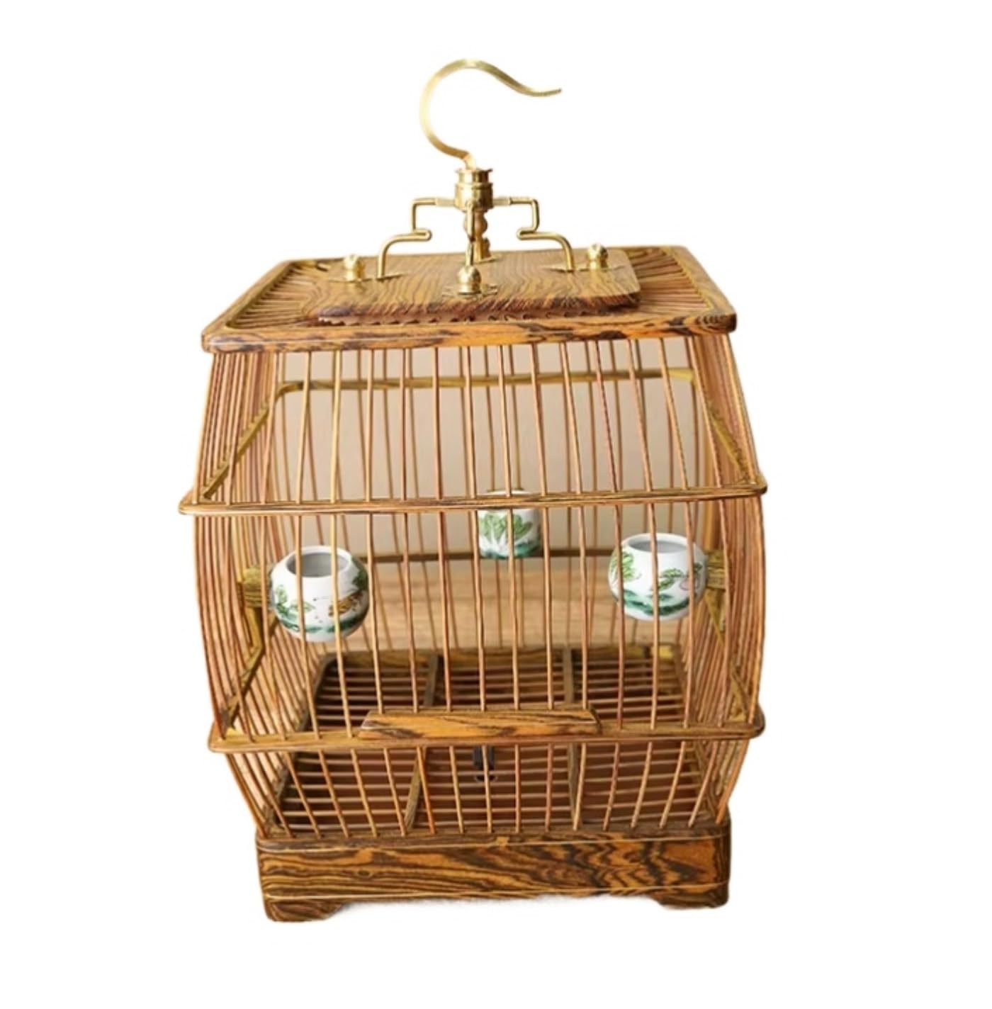 Gabbia per Uccelli Gabbia for Uccelli in Legno Appesa con Lattina for Cibo, Decorazione Multifunzionale for La Casa degli Animali Domestici Voliera