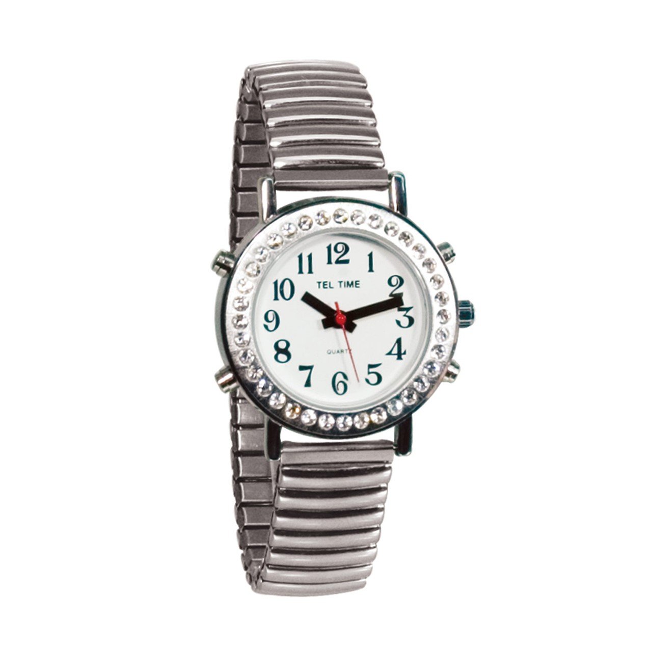 Ladies Talking Watch with Rhinestone Bezel and Expansion Band -English