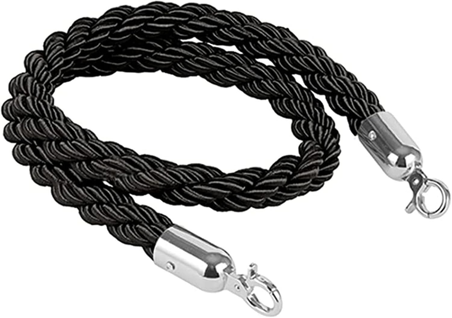 3/4/5/10Ft Crowd Control Barrier Ropes, Twisted Safety VIP Stanchion Rope with Stainless Steel Hooks, for Movie Theaters/Grand Openings, Silver Braided Hemp Rope for Queue Divider, 3.2cm/1.3in ( Color