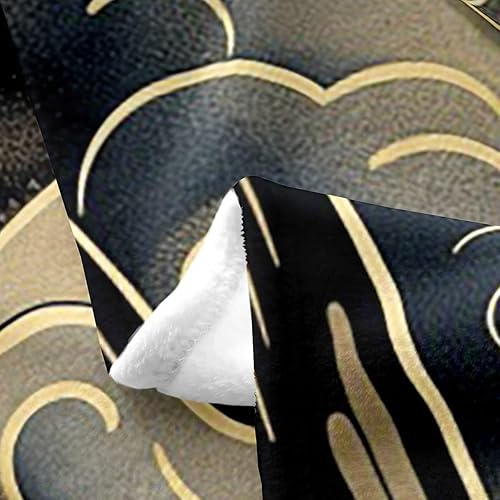 Miniatura 3 de Erosebridal Japanese Great Waves Flannel Blanket Queen Inch Asian Sea Wave Fleece Blanket Nautical Black Gold Clouds Fuzzy Plush Throw Vintage Retro