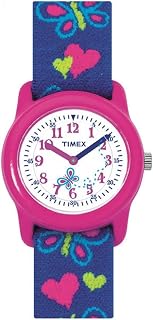 TIME MachinesĀ® 29mm Blue/Yellow Stripe Elastic Fabric Kids Watch
