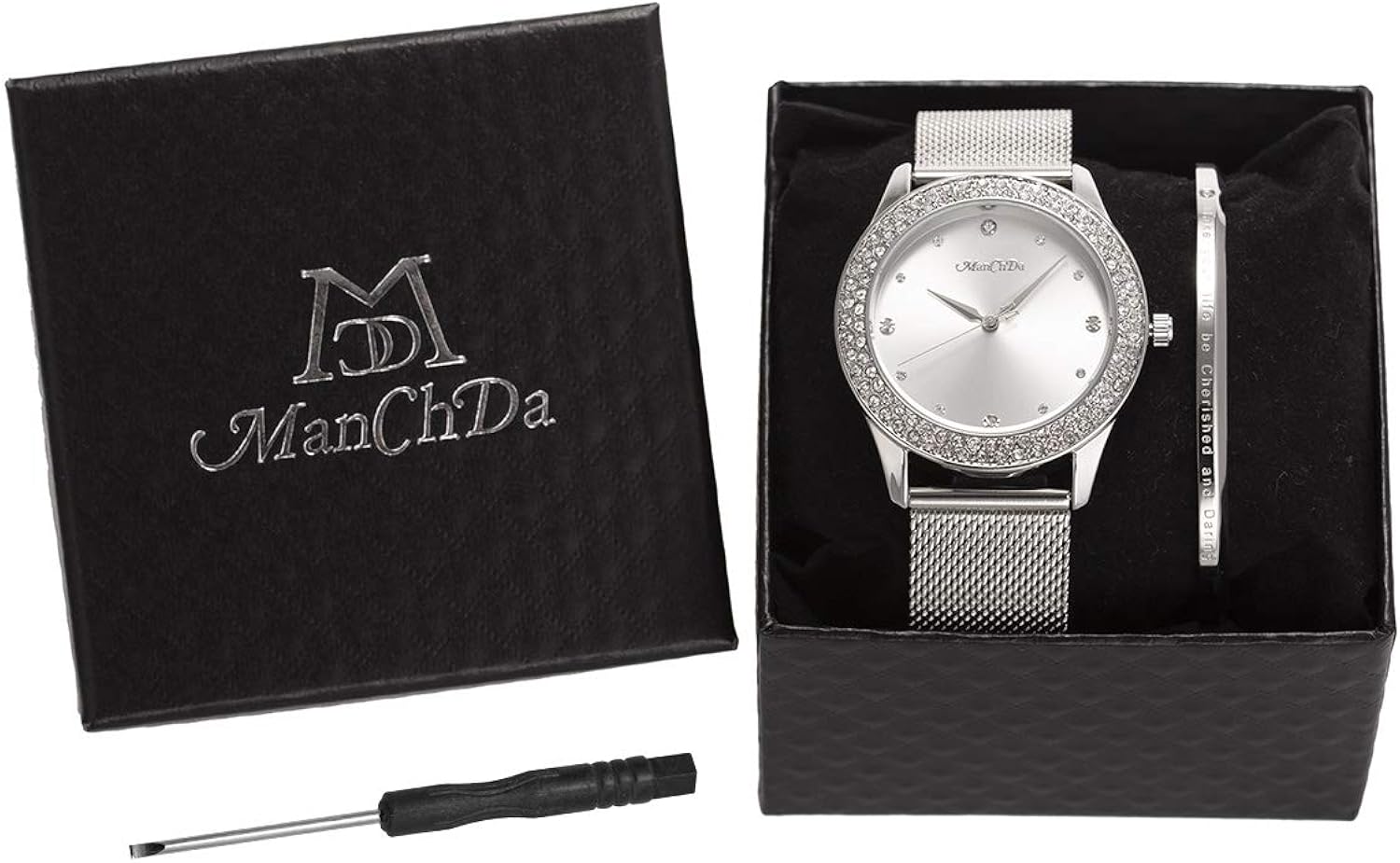 ManChDa Orologio Da Polso Da Donna - Orologio Da Polso Analogico Analogico Al Quarzo In Acciaio Inossidabile Con Cinturino Analogico Di Cristallo ManChDa Orologio Da Polso Da Donna - Orologio Da Polso Analogico Analogico Al Quarzo In Acciaio Inossidabile Con Cinturino Analogico Di Cristallo