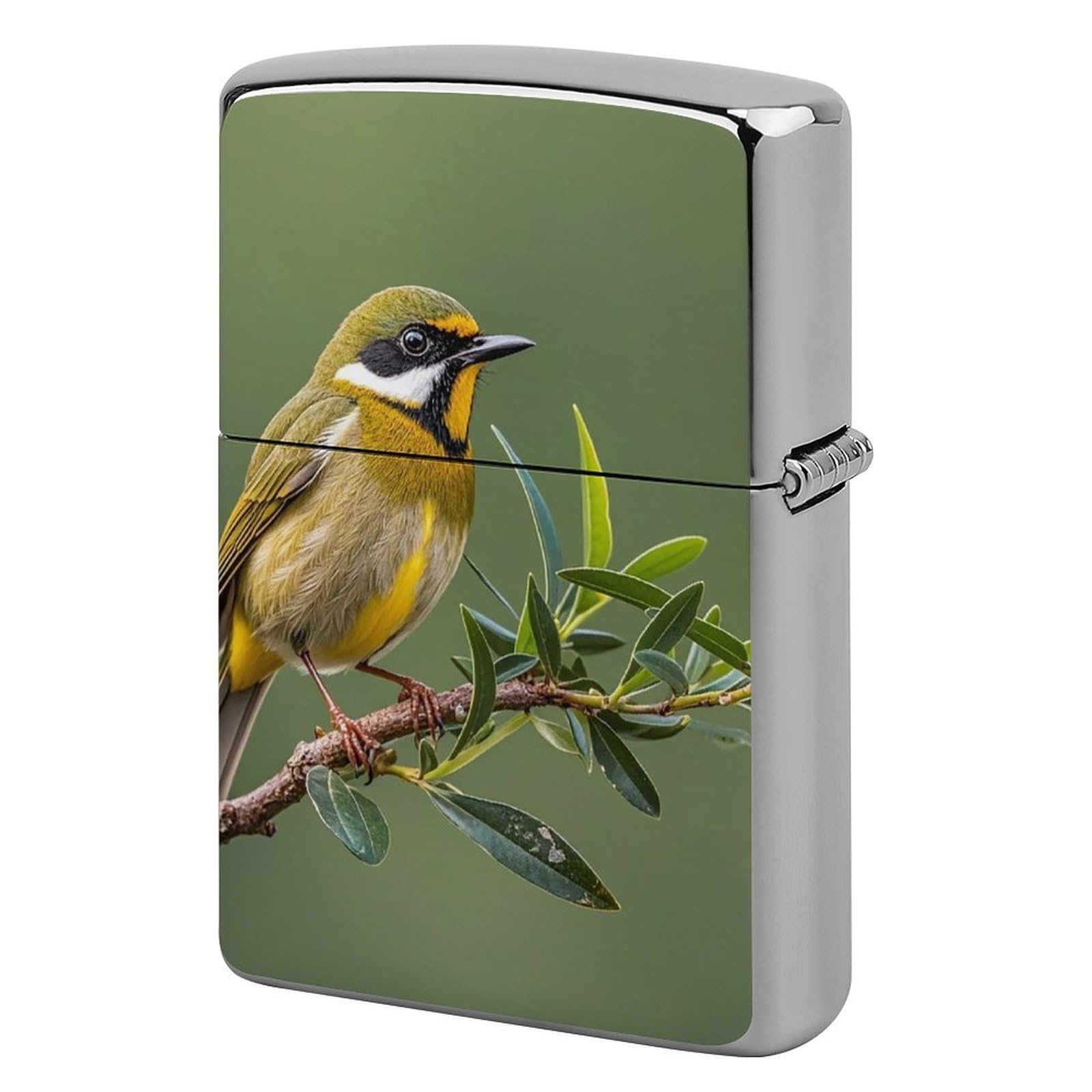 Outdoor Olive Green Flowering Birds Lighter Case for Men, Personalized Lighter Cover for Valentine's Day Gifts, Flip-Top Lighters Shell for Outdoor, Portable Lighters Protective Sleeve