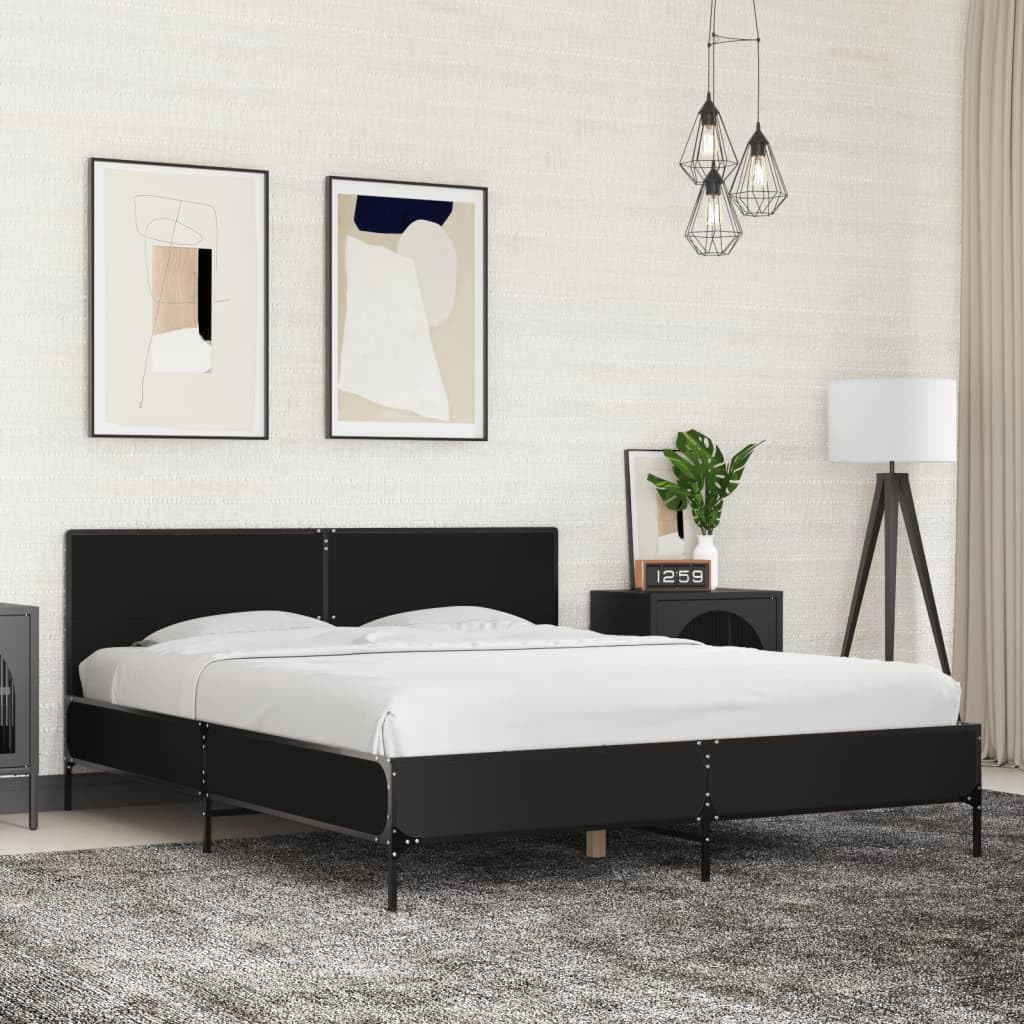 Legno Multistrato Stabile Metallo Nero 150x200 cm