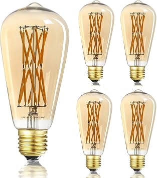 Leools LED Edison Filament Amber Bulb 15W,Equivalent 100W,Dimmable LED Edsion Bulb 2500K Warm White 1300LM, E26 Base, Decorative Vintage LED Bulbs,360 Degrees Beam Angle, Pack of 4