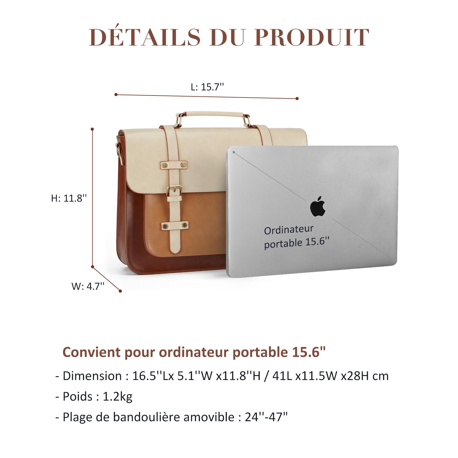 ECOSUSI Borsa a Mano Valigetta Donna per Computer Portatile 15,6 Pollici Borsa Lavoro Scuola Grande Capacità Borsa a Messenger Zaino Tracolla Vintage in Pelle PU