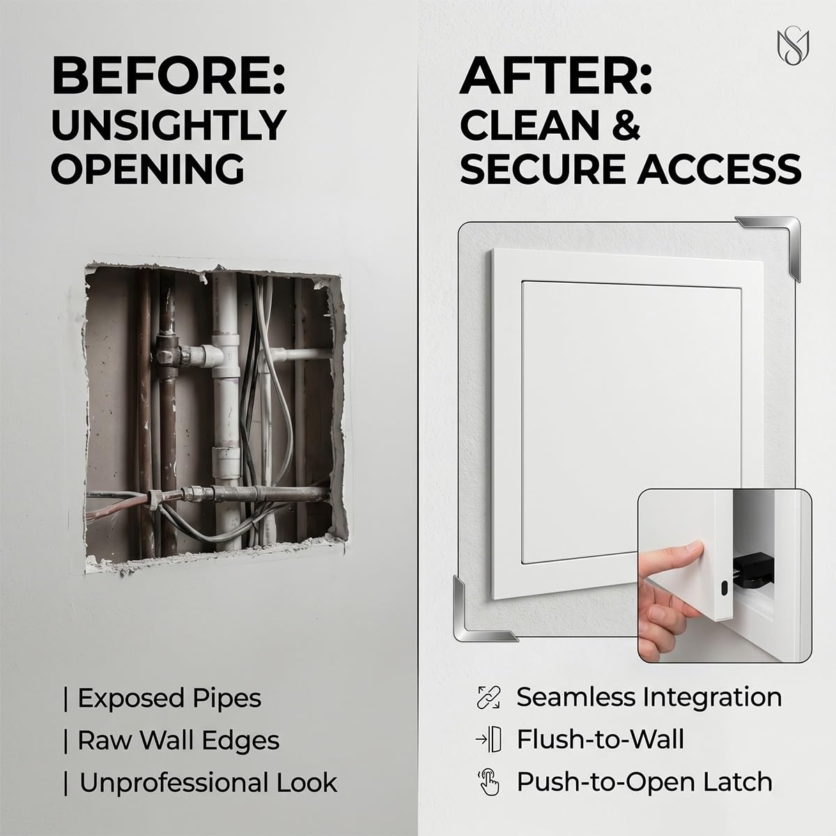 Panel de Acceso Oculto de Aluminio con Cierre Magnético, Trampilla Pladur Apertura Rápida. Puerta de Inspección Alicatable Empotrada Ideal para Fontanería Techos Pared y Baño.(Gris,200 x500 mm)