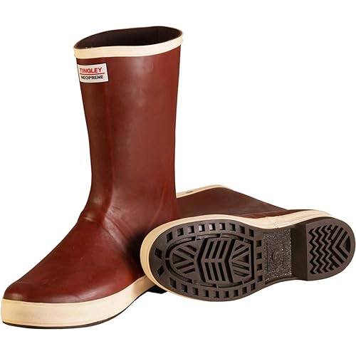 TINGLEY MB920B Pylon Neoprene Plain Toe Boot, 12-1/2 Inch Height, Brick Red Upper - Brown Sole