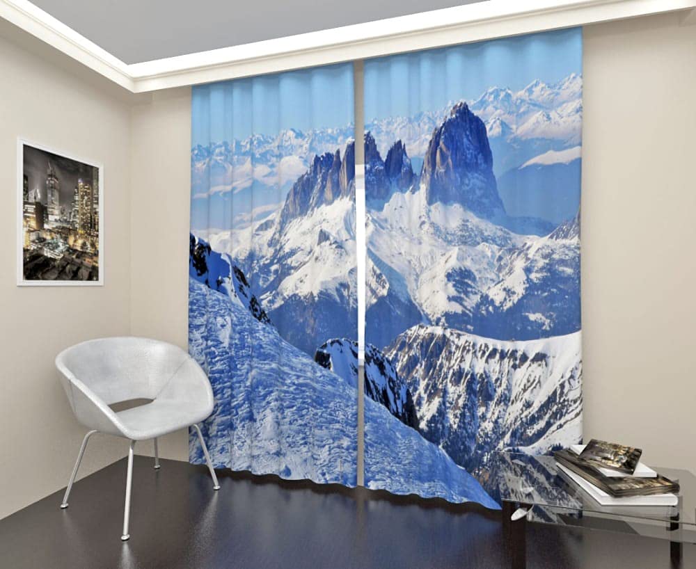 S28 3D Snow Mountain Digital Printed Polyester Fabric Curtains for Bed Room Kids Room Living Room Color Blue Window/Door/Long Door (D.N.648) (4 x 5 Feet (Size ; 48 x 60 Inch) Window, 1)-image-24
