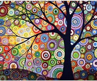 MXJSUA DIY 5D Diamond Painting by Number Kits Full Drill Diamond Painting Kits for Adults Full Diamond Painting Kit Rhinestone Diamond Arts Craft for Home Wall Decor Geometric Colored Tree 30x40cm