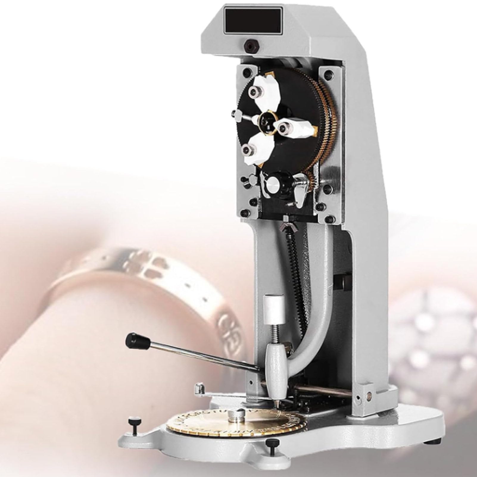 Hydravex Double Sided Dial Inside Ring Engraver Machine, 1.5mm-2.0mm Letter Block Stamper, Manual Inner Ring Engraving Tool for Gold, Silver & Copper Rings, 2 Fonts Options