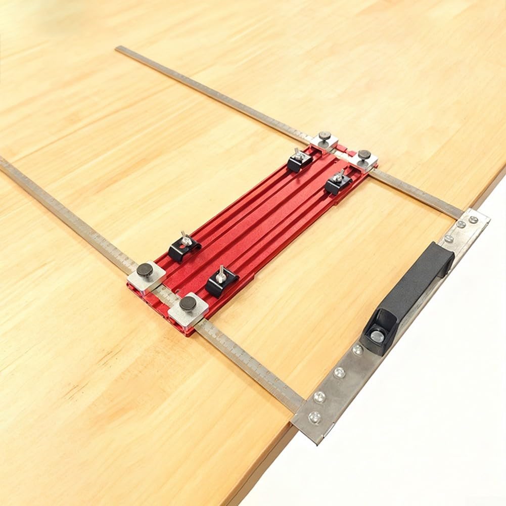 Carril de guía de corte recto de precisión para sierra circular con base de aluminio grueso, bloques laterales ajustables y sistema de bloqueo seguro (A)