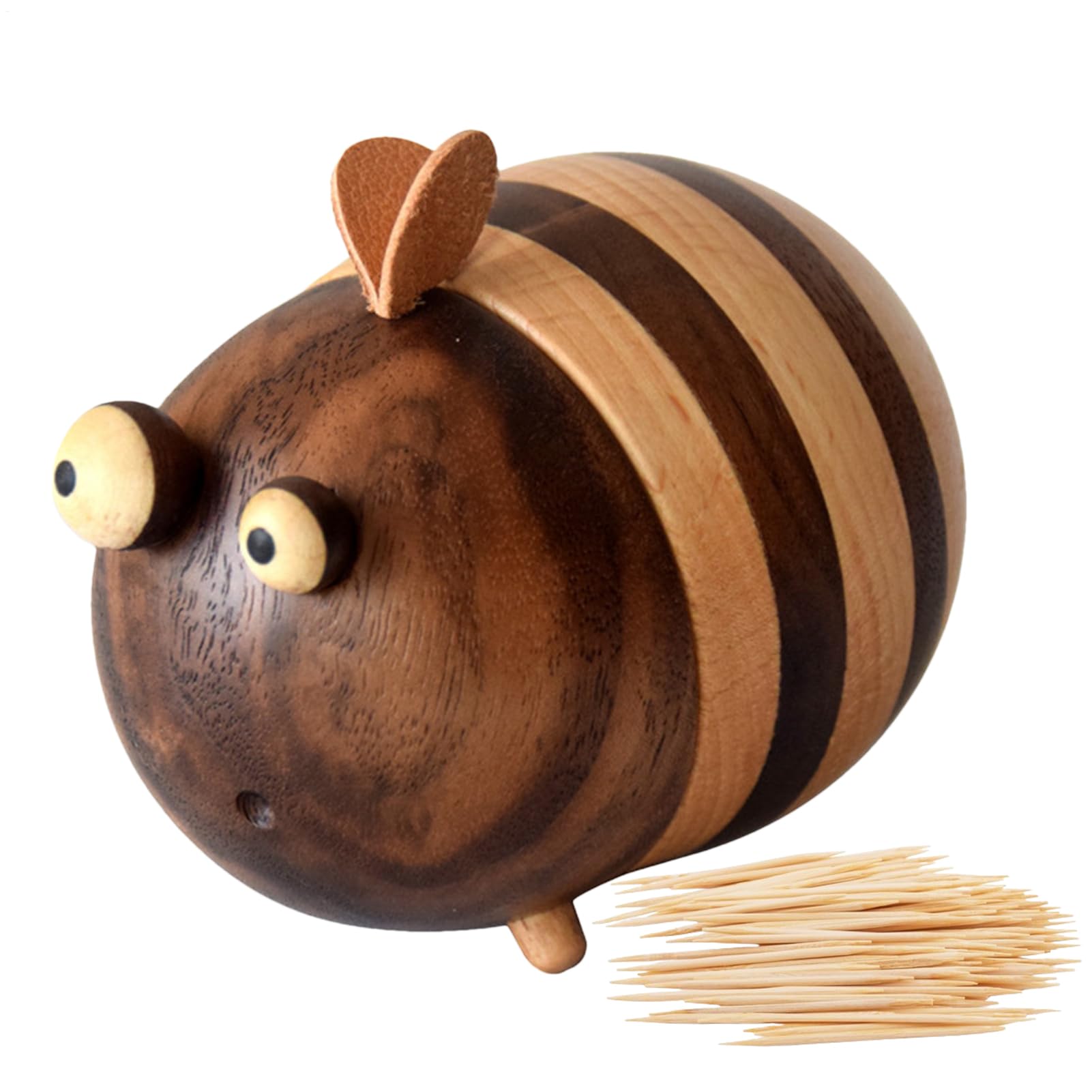 Generisch Dekorative Zahnstocherbox - -Zahnstocherspender | Zahnstocherbox Mit Bienenmotiv | -Zahnstocherhalter-Spender, Für Zahnstocher, Schreibtischdeko Aus Holz