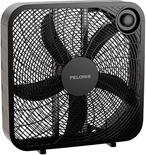 Image of 3-Speed Box Fan for Full-Force Circulation with Air Conditioner, Black, 2020 New Model